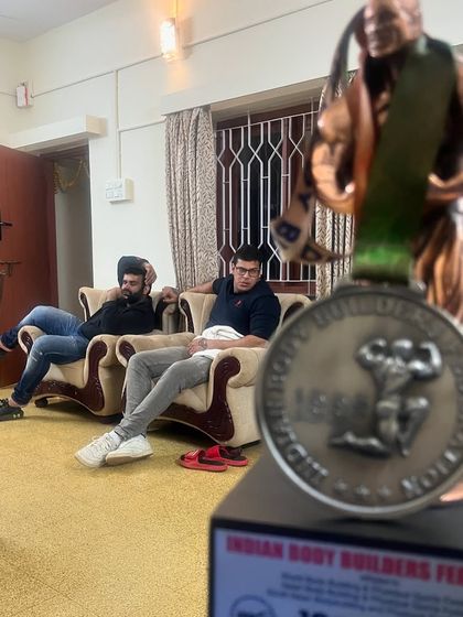 The silver medal and trophy from the Indian Body Builders Federation. A reminder of the goal and the journey.