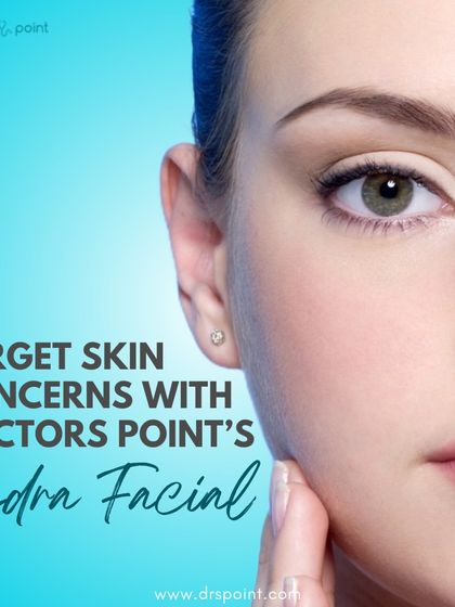 An infographic illustrating the common skin concerns our HydraFacial targets, including dry skin, uneven tone, enlarged pores, and sun damage.