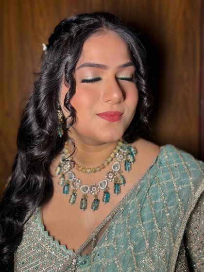 A detailed close-up of the eye makeup.