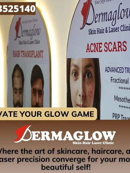 This view of our clinic's service boards highlights our focus on advanced treatments for concerns like acne scars and hair loss. We offer procedures such as Fractional Lasers, Mesotherapy, and PRP Treatment to provide effective, targeted solutions for our clients.