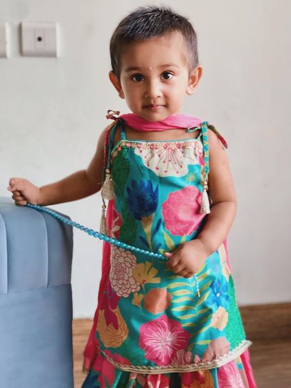 A closer look at my daughter's Rakhi outfit from Firstcry. The details on this ethnic wear are just lovely.