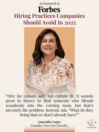 As I shared with Forbes, I believe in hiring for "culture add," not "culture fit." This philosophy extends to matchmaking: a great partner brings something new to your life, expanding your world.