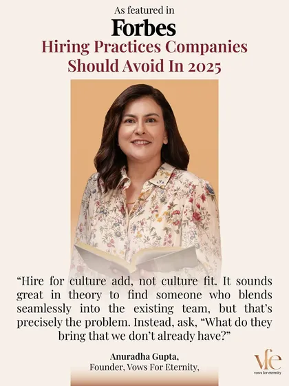 As I shared with Forbes, I believe in hiring for "culture add," not "culture fit." This philosophy extends to matchmaking: a great partner brings something new to your life, expanding your world.