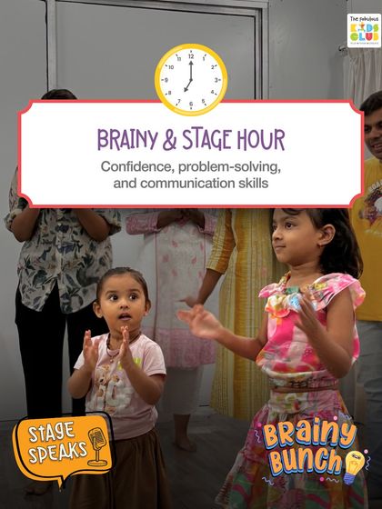 During our Brainy & Stage Hour, kids build confidence, problem-solving abilities, and communication skills through our specialized Brainy Bunch and Stage Speaks programs.