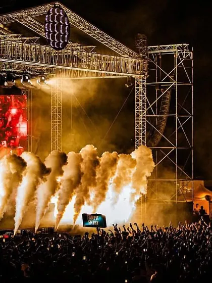 The stage comes alive with CO2 jets and dynamic lighting, showcasing another of our high-energy productions.
