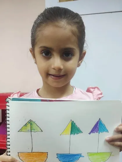 This drawing of sailboats is a great exercise in using basic geometric shapes like triangles and semi-circles to create a recognizable object.