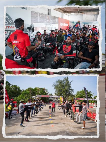 A collage from the Chennai Zonal Selection, featuring classroom sessions and on-track fitness drills.