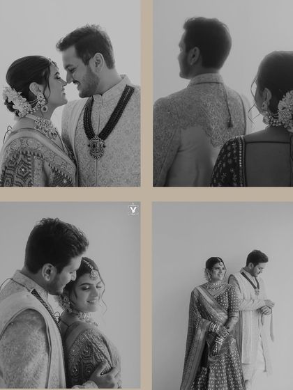 A collage of beautiful black and white couple portraits. The images capture their intimate connection and serene expressions, creating a timeless and romantic series.