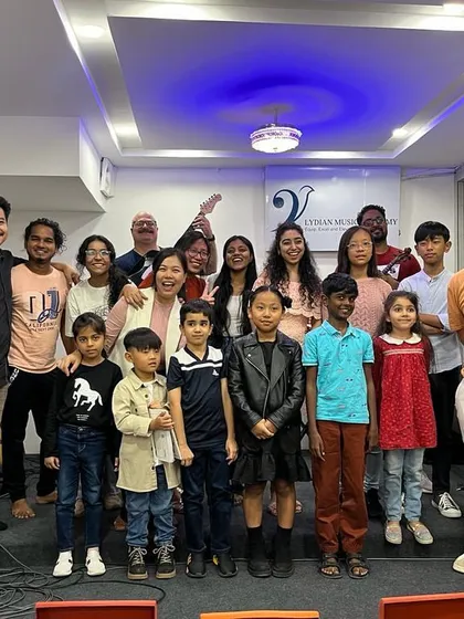 A group photo of the performers and teachers from our Fall Performance Lab. The smiles say it all; it's about community and celebrating each other's success.