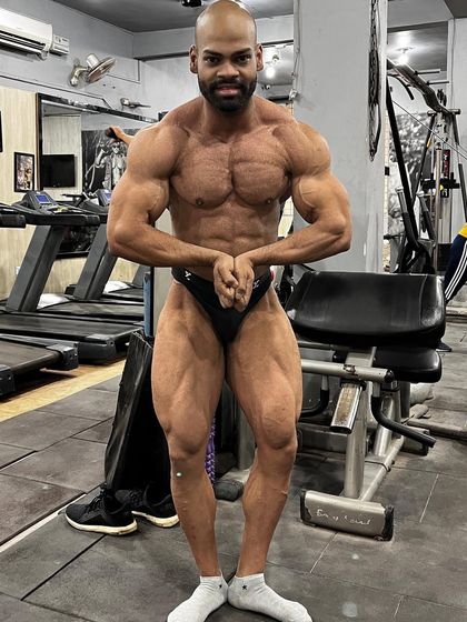 Warrior. A most muscular pose showing the fullness and conditioning.