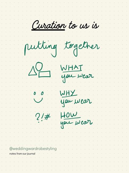 A note from our journal defining what curation means to us. It's not just about what you wear, but also understanding the 'why' (the emotion and sentiment) and the 'how' (the way you wear it).