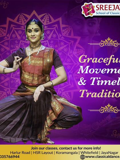 Graceful movements and timeless traditions. This post emphasizes the two key elements that define our school's approach to Bharatanatyam.