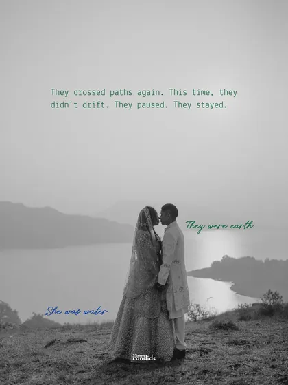 "She was water. They were earth." This poetic image captures their reunion, a moment where two different energies finally paused, stayed, and found their balance.