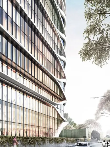 The view of the Hilton Kathmandu from the street level, showing how the contemporary design integrates into the urban context of the city.