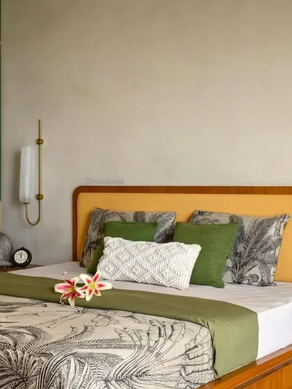 The full view of the master bedroom in 'Cover me in Sunshine', a serene retreat where the wardrobe, bed, and study unit harmonize.