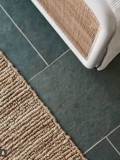 A detail shot from our archives, celebrating the texture and beauty of Indian materials like Kota stone and natural jute rugs.