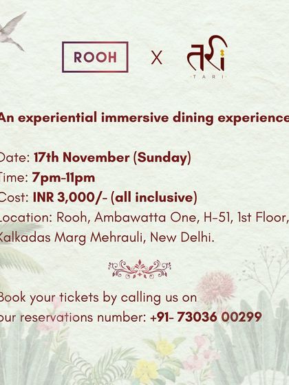 Announcing our experiential immersive dining collaboration with Tari. These events are designed to be a complete sensory journey, going beyond just the food.