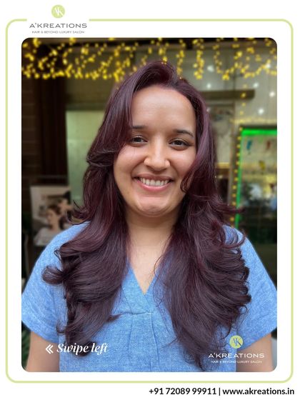 A gorgeous global color in a deep magenta hue. This look is perfect for anyone wanting a bold yet elegant change, finished with soft layers to add movement.