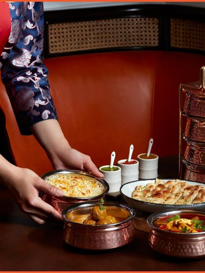 A modern take on the classic tiffin service, featuring dishes from both Indian Accent and Tiffin Room chefs.