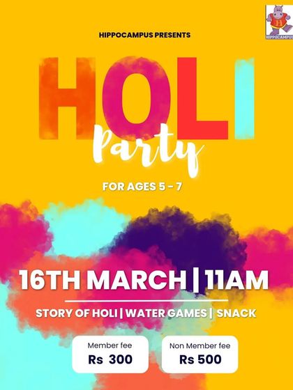 HOLI HAI! Come enjoy a kaleidoscope of a party with the story of Holi, water games, and fun with organic colors. We'll also be making natural colors and showering flower petals to celebrate spring.