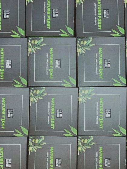 A top down view of the grid of custom branded boxes for the 'Fair and Handsome' campaign. Bulk orders are my specialty.