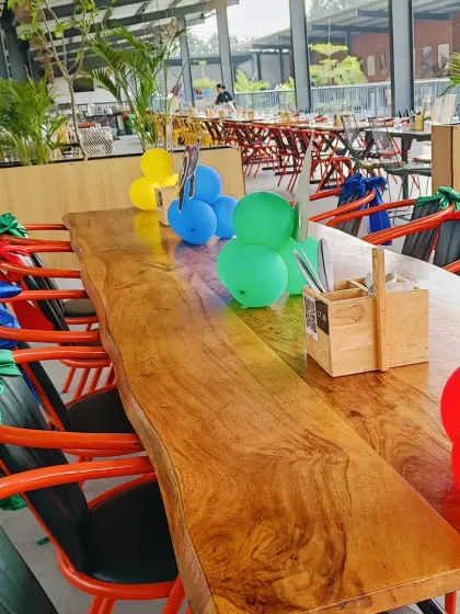 Another view of the themed table decor, showing the attention to detail that carries the theme throughout the entire party space.