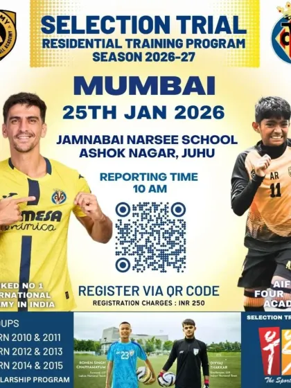 We partner with top international academies to create opportunities for young talent. Here is an announcement for selection trials for a residential training program, giving Mumbai's players a path to pro football.