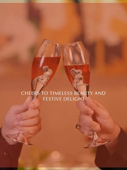 Cheers to timeless beauty and festive delight. My champagne glasses, with their unique silver heart motif, are designed for celebrating love, friendship, and all of life's special moments.