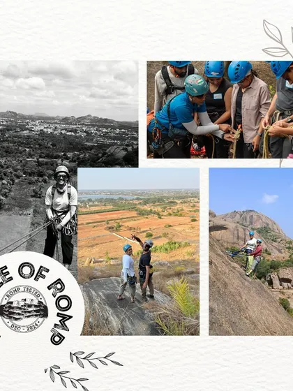 A collage celebrating Gopika's climbing journey. Her story shows how climbing can be a powerful tool for personal growth and empowerment.