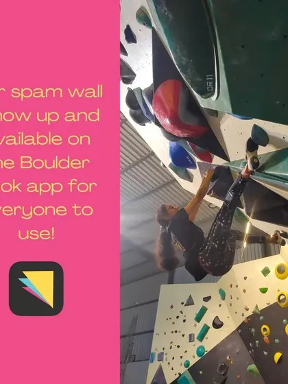 This is our Spam Wall, a unique feature where you can create your own routes. We've integrated it with the Boulder Book app, so you can log your climbs and track your progress.