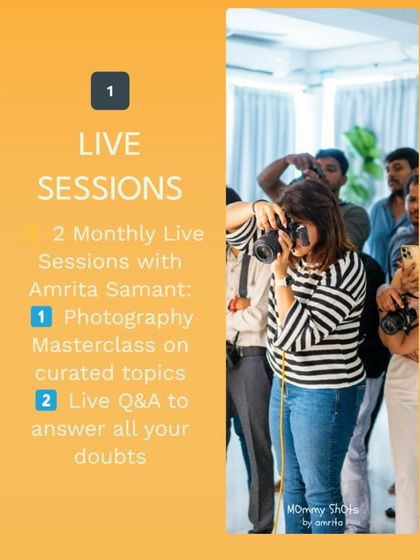 A graphic detailing the two monthly live sessions included in the membership: a masterclass and a live Q&A.