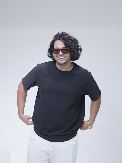 A more direct, happy shot from the white-background photoshoot. Just me, having a good time.