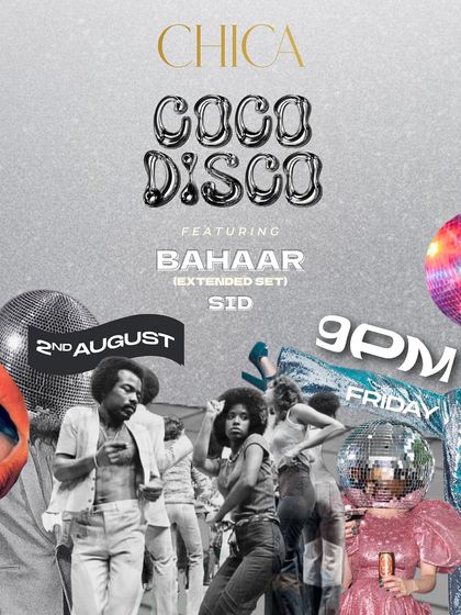 The retro-themed poster for 'Coco Disco' at Chica, Delhi, where I played an extended set.