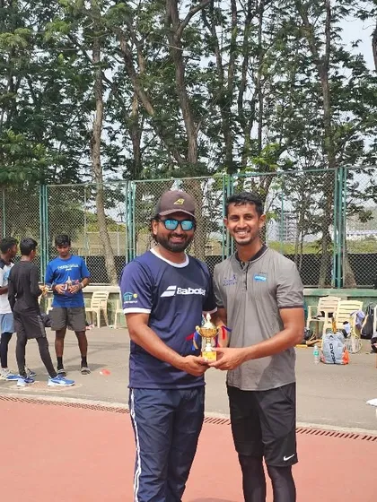 Celebrating another member of our men's team for his contribution to the win against ASA Academy.