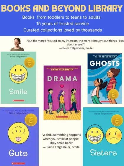 Experience real life and real feelings with the magic of Raina Telgemeier. Her graphic novels like "Smile," "Guts," and "Sisters" tackle the ups and downs of growing up with humor and heart, making them incredibly relatable for middle-grade readers.