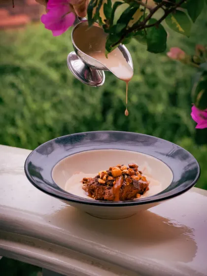 A sweet memory in the making. Our filter kaapi dessert is a tribute to South Indian tradition, reimagined as a modern treat. A rich, coffee-infused creation that provides the perfect end to a memorable meal.