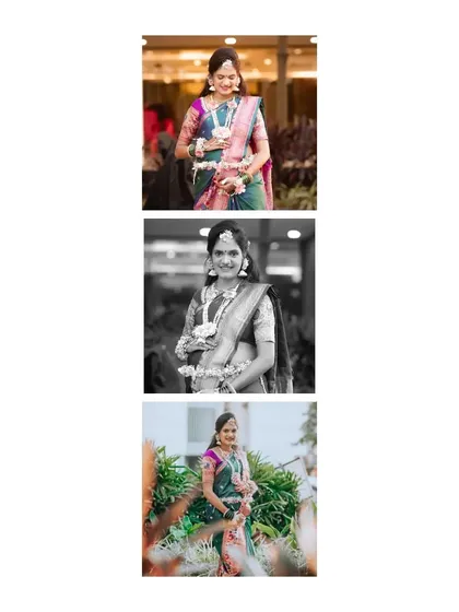 A triptych of solo portraits of the mother-to-be, showcasing her elegance in both color and black and white.