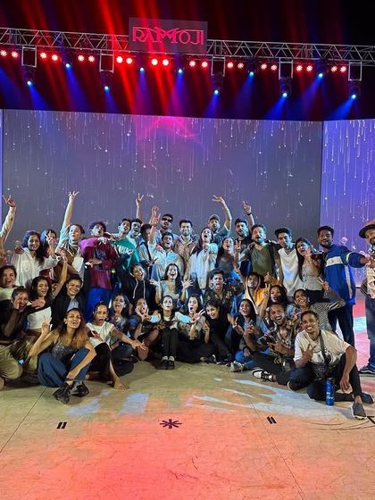 Here is my team of 45 performers during our 45-day carnival event at Ramoji Filmcity in Hyderabad. I am blessed to work with a core team that has a never-give-up attitude and believes in hard work.