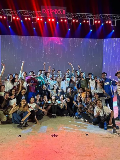 Our incredible team of 45 performers at the end of a successful 45 day run at Ramoji Filmcity. It takes immense dedication and teamwork to pull off a production of this scale, and I am so proud of every single artist.
