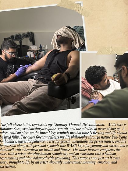 "The full-sleeve tattoo represents my 'Journey Through Determination'." Akhilesh explains the incredible depth and detail of his sleeve, from anime characters to symbols of his life philosophy.