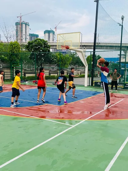 A player goes up for a layup.