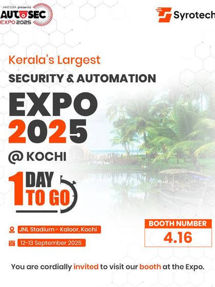 Our official invitation to the Autosec Expo 2025 in Kochi. We were excited to invite industry professionals to visit our booth and explore our next-gen solutions.