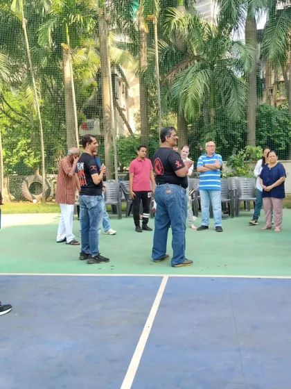 A lighter moment during a self-defense workshop with the JITO Juhu group. Learning to protect yourself can also be an enjoyable and team-building experience.