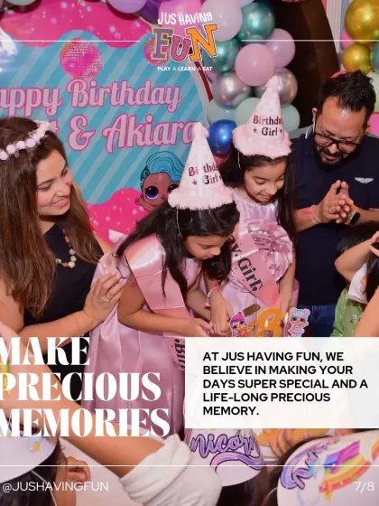 Making precious memories is what we do best. The cake-cutting moment is always a highlight, and this photo captures the birthday girls surrounded by love and excitement.