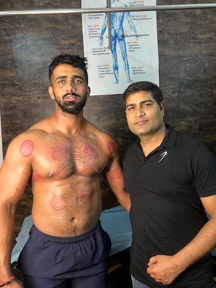 Another shot with athlete Nitin Yadav post-session.