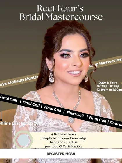 This is your final call to turn your passion into your profession. My 7-day bridal masterclass covers four different looks, hands-on practice, portfolio creation, and certification. Limited seats are available for the next batch.