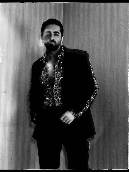 A striking black and white portrait of Ayushmann Khurrana. I love using high contrast to bring out the texture of the clothing and the subject's expressive features.