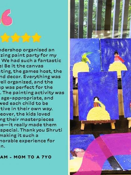 Hearing from happy parents is the best reward. I take care of all the details for our paint parties, from the canvas setup to the games, so you can enjoy a memorable and stress-free day.