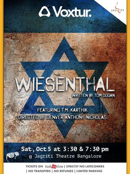 The poster for "Wiesenthal," a powerful one-man play about the life of the famed Nazi hunter Simon Wiesenthal.