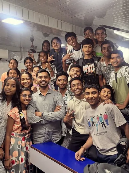 Another angle of our students celebrating the grey color day for Navratri. It's great to see the entire class participating in the festivities.